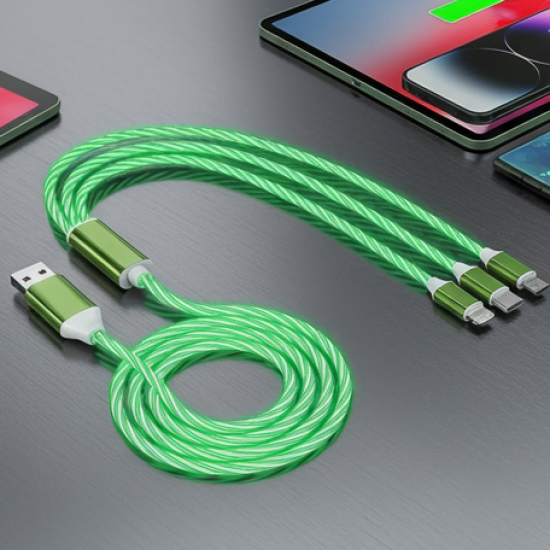 3 in 1 Charging Cable Light Up Fast Charger Multi Charging Cable (1 Pc)
