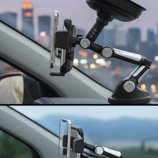 Adjustable Long-Arm Suction Cup Car Phone Holder (1 Pc)
