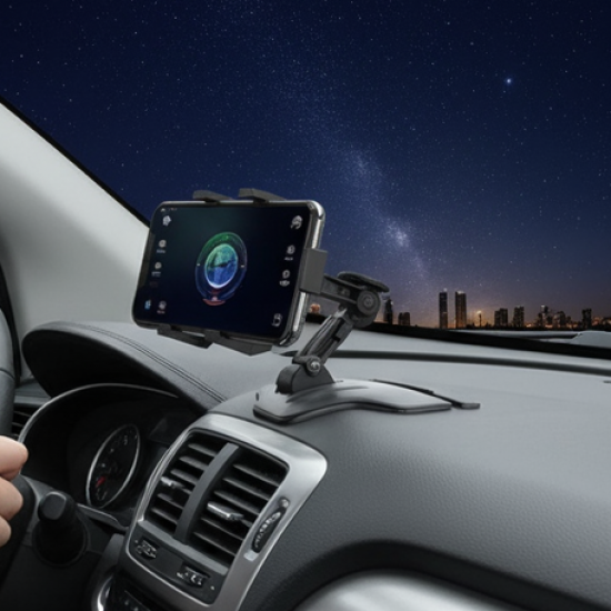 Car Mobile Phone Holder Mount Stand with 360 Degree. Stable One Hand Operational Compatible with Car Dashboard.