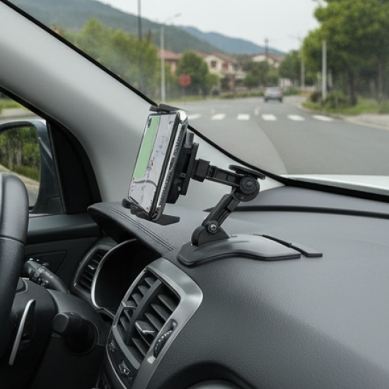 Car Mobile Phone Holder Mount Stand with 360 Degree. Stable One Hand Operational Compatible with Car Dashboard.